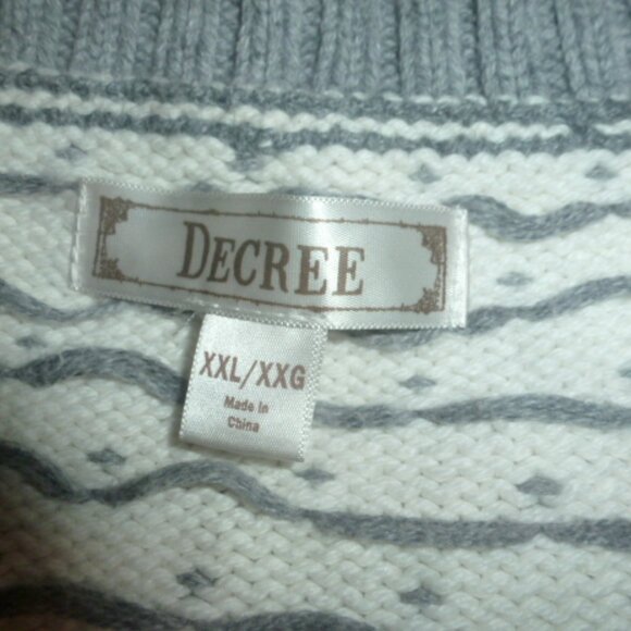 Decree Knit Button Cardigan Sweater -Deer Reindeer Snowflake Winter theme Sz XXL - Picture 9 of 12